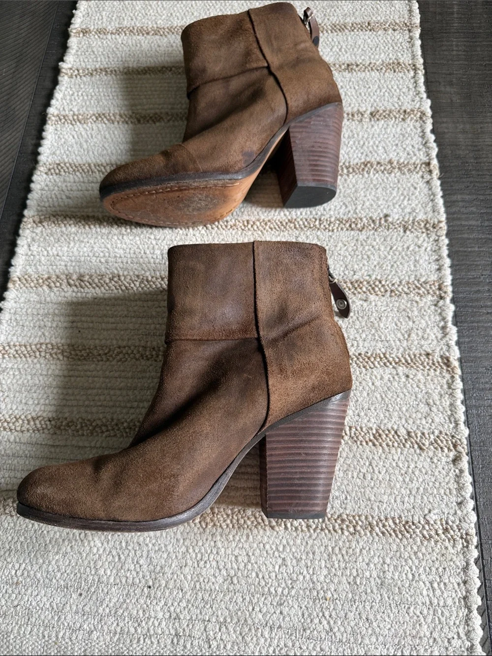 rag & bone Block Heel Brown Suede Ankle Boot 39 US 9